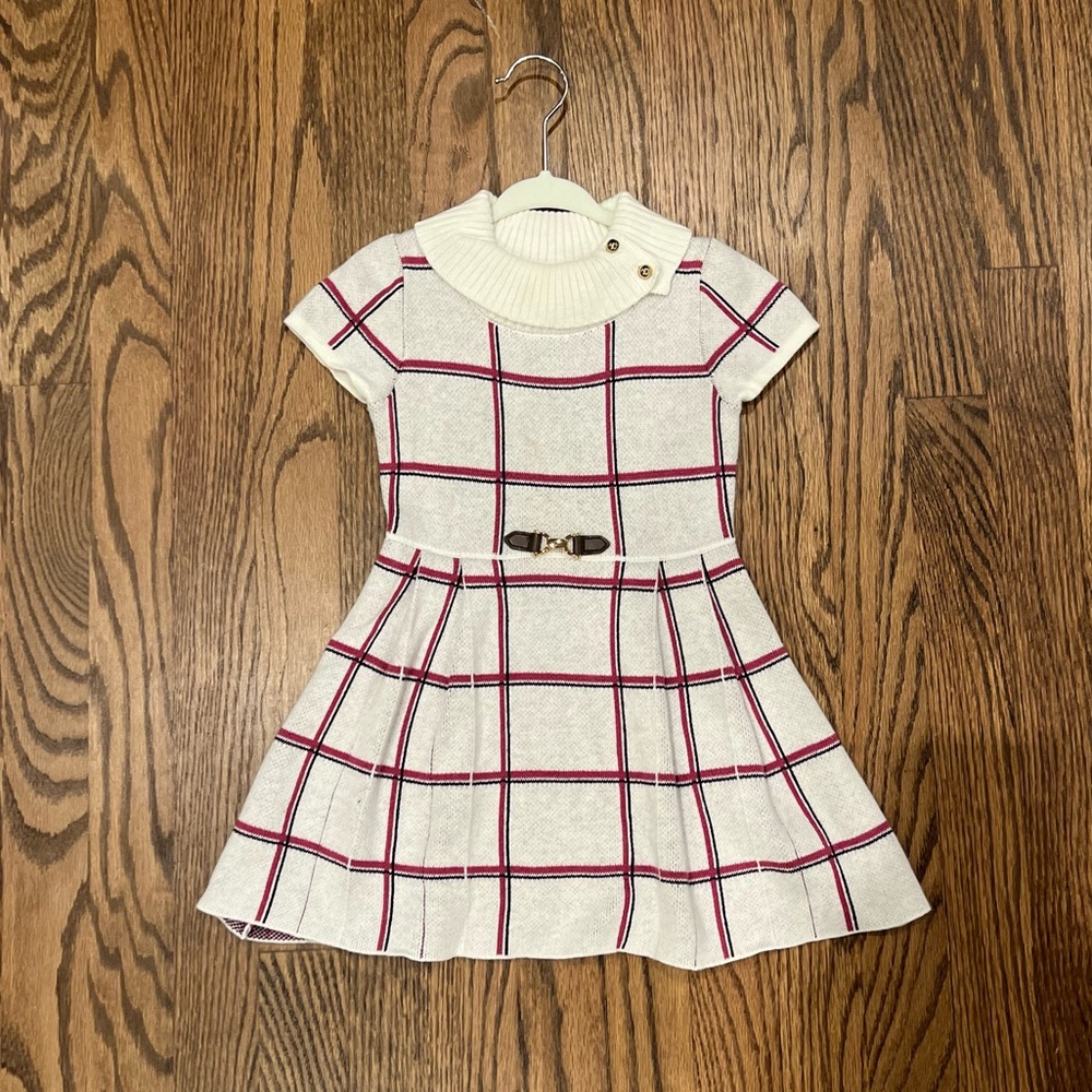 Janie and Jack Cream and Red Plaid Dress